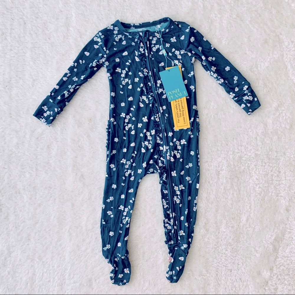 Posh Peanut Footie Ruffled Zippered One Piece